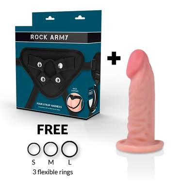 Dildo Realistico Dual Density con Imbracatura e Ventosa Impermeabile